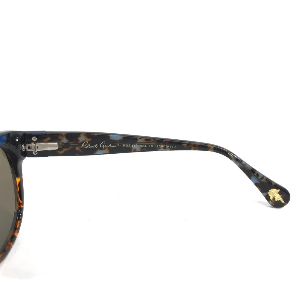 Robert Graham Sunglasses HANK BLU Blue Brown Square Frames w/ Blue Mirror Lenses